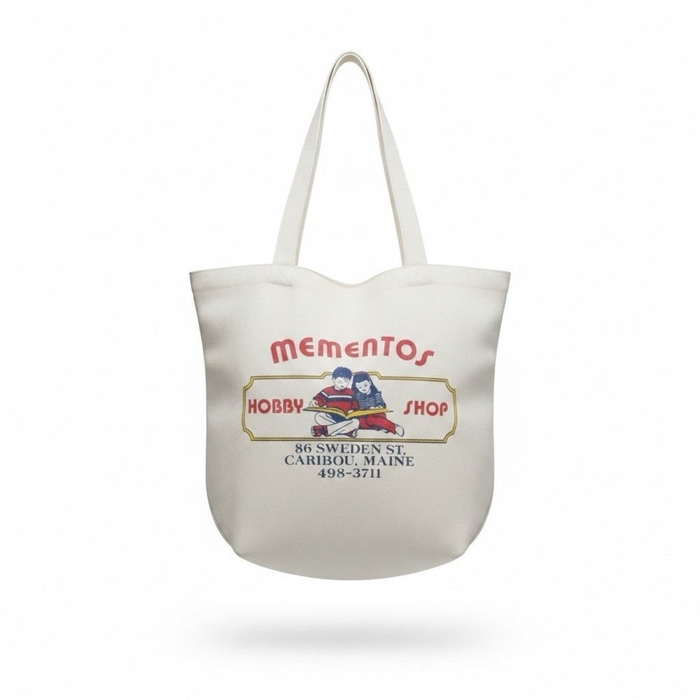 VTG Mementos Hobby Shop Caribou Maine Canvas Tote Bag Advertising‎ Souvenir 80's